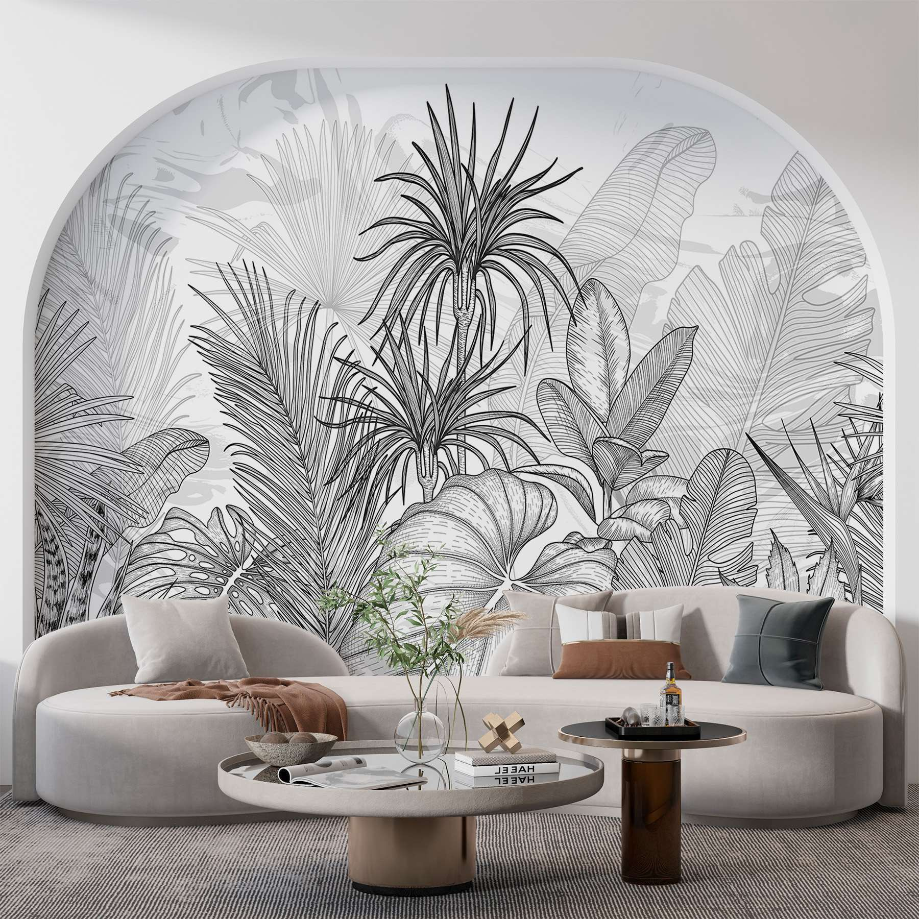 Black and white drawing of plants