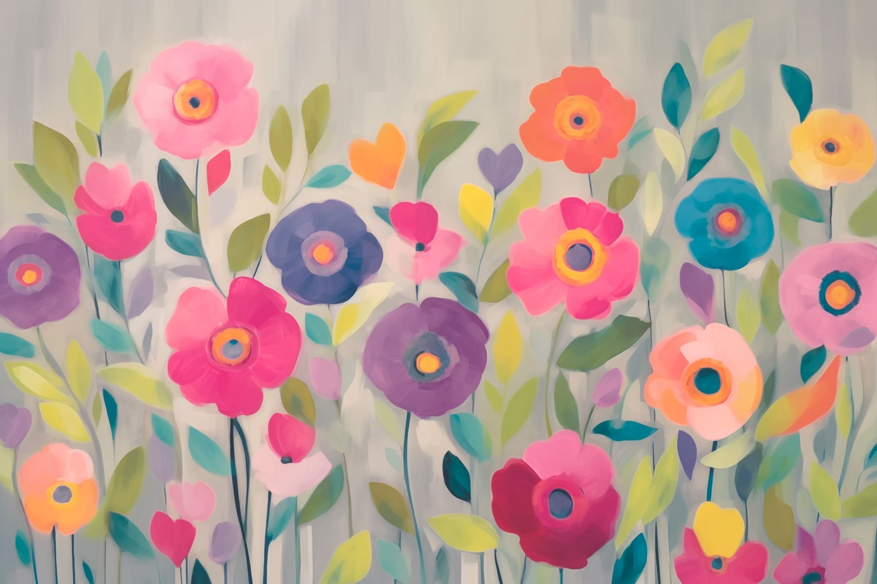 Painting of flowers and leaves Painting of flowers and leaves