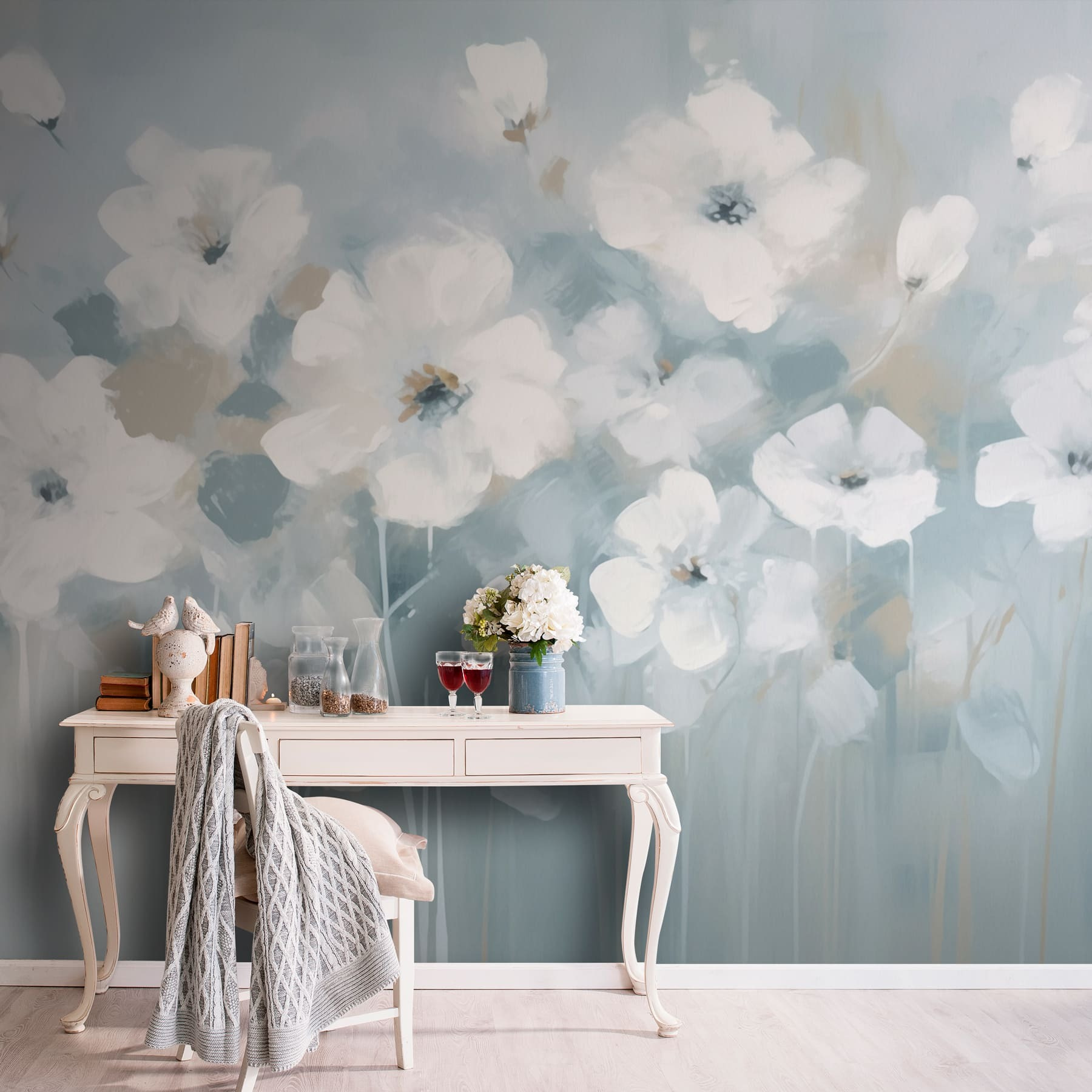 Painting of white flowers Painting of white flowers