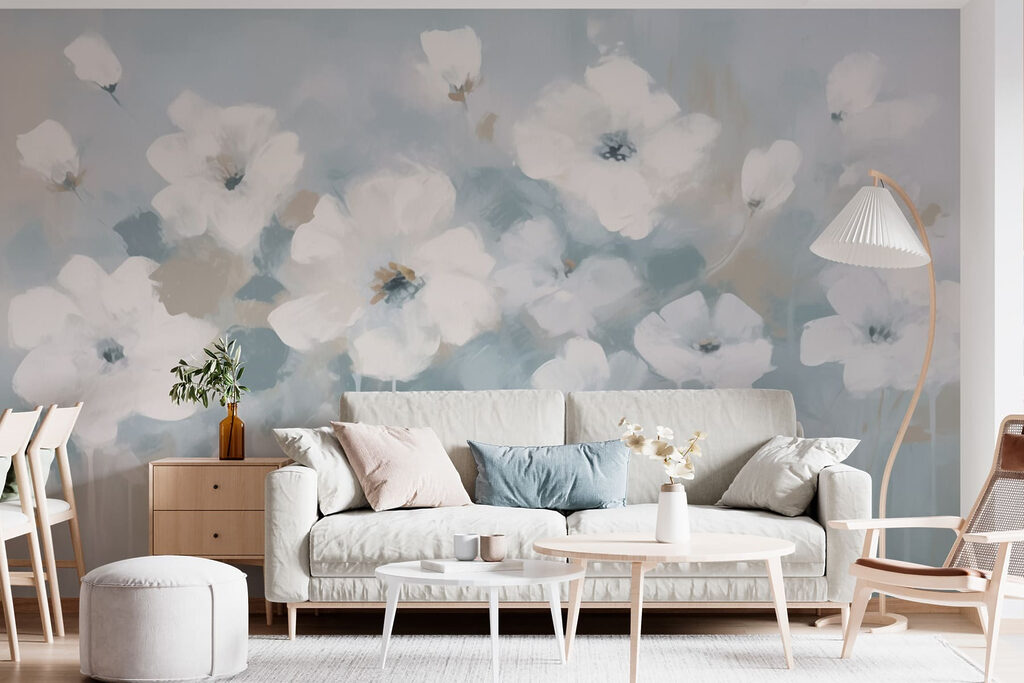 Painting of white flowers Painting of white flowers