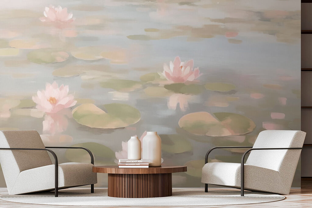 Water lily flowers on a pond