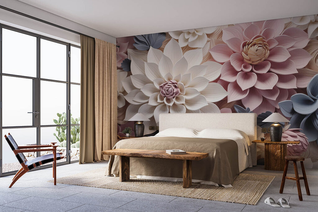 Group of flowers with leaves