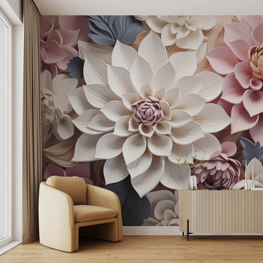 Group of flowers with leaves