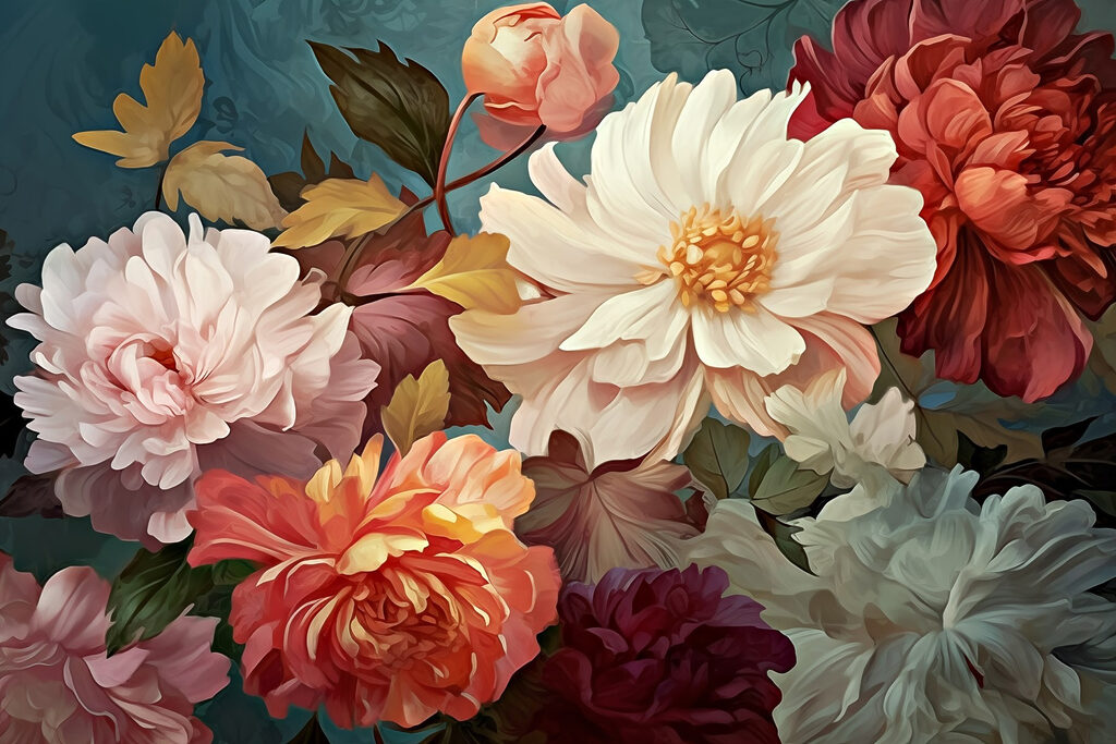 Colorful blooms in a serene backdrop