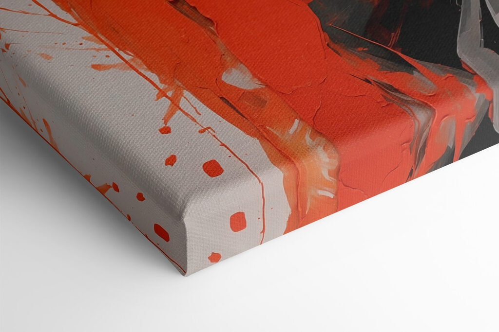 Painting of a woman with orange paint on her face