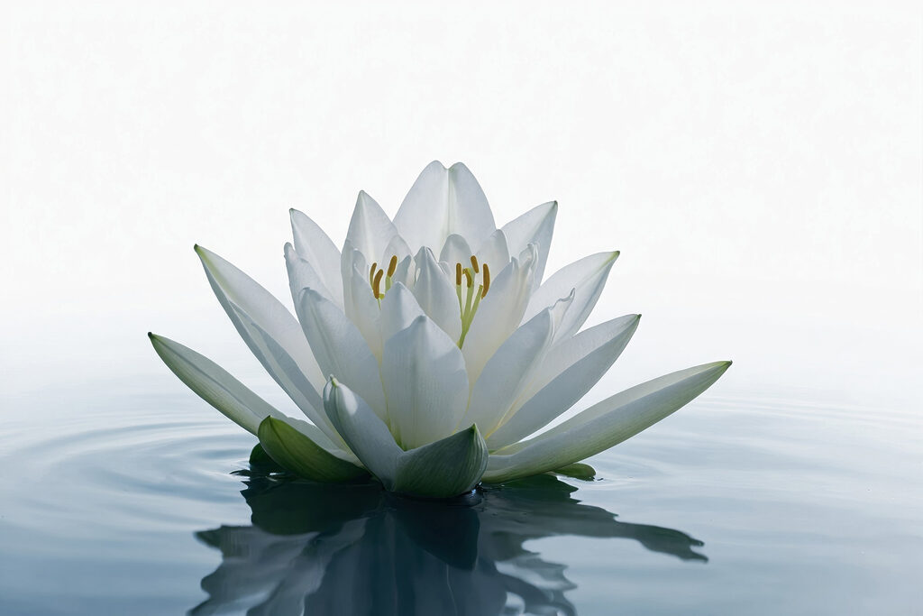 White flower in water White flower in water