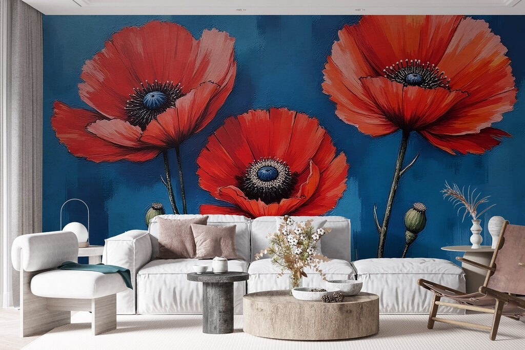 Painting of red flowers Painting of red flowers