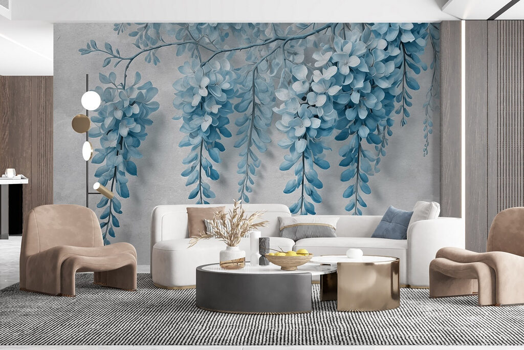 Branch with blue flowers Branch with blue flowers