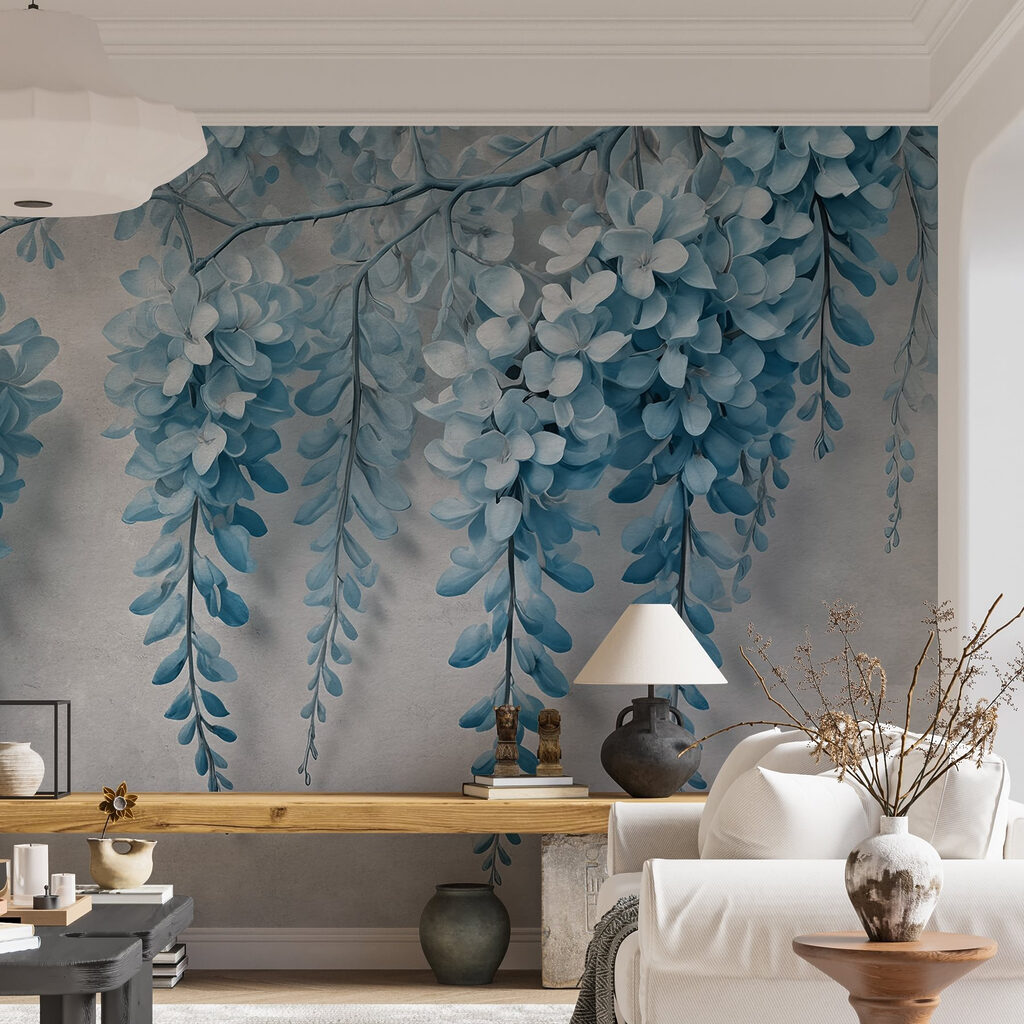 Branch with blue flowers Branch with blue flowers