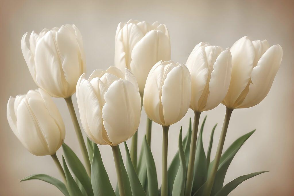 Skupina bielych tulipánov Skupina bielych tulipánov