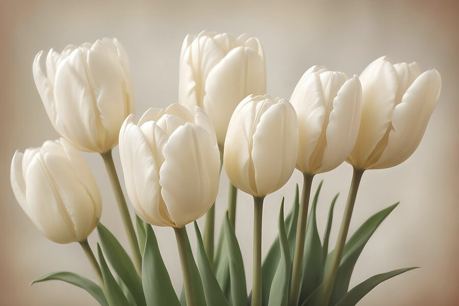 Skupina bielych tulipánov
