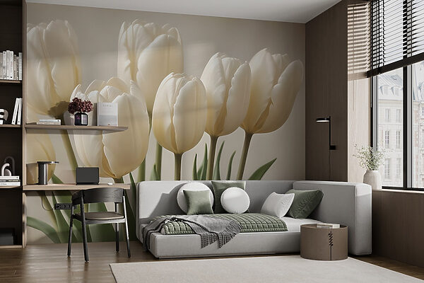 Skupina bielych tulipánov Skupina bielych tulipánov