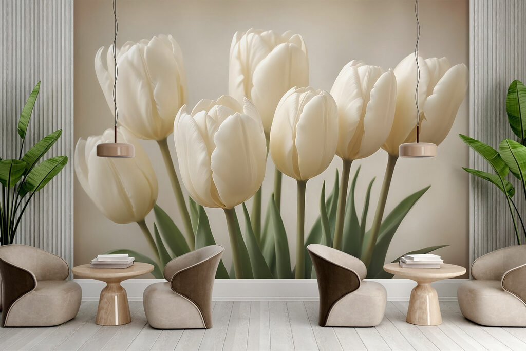 Group of white tulips