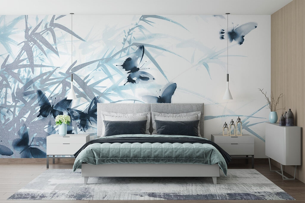 Butterflies on a white background