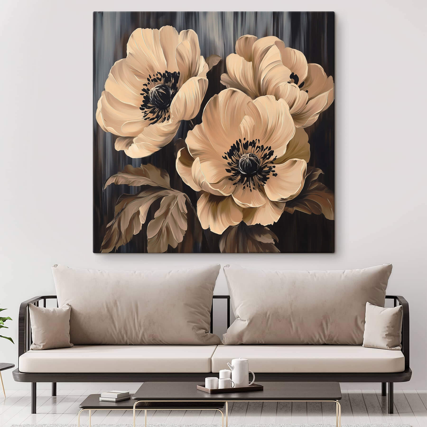 Painting of flowers on a black background Painting of flowers on a black background