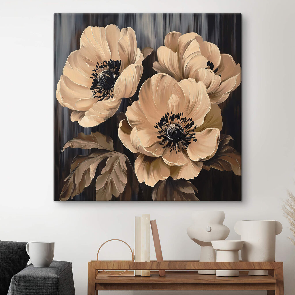 Painting of flowers on a black background Painting of flowers on a black background