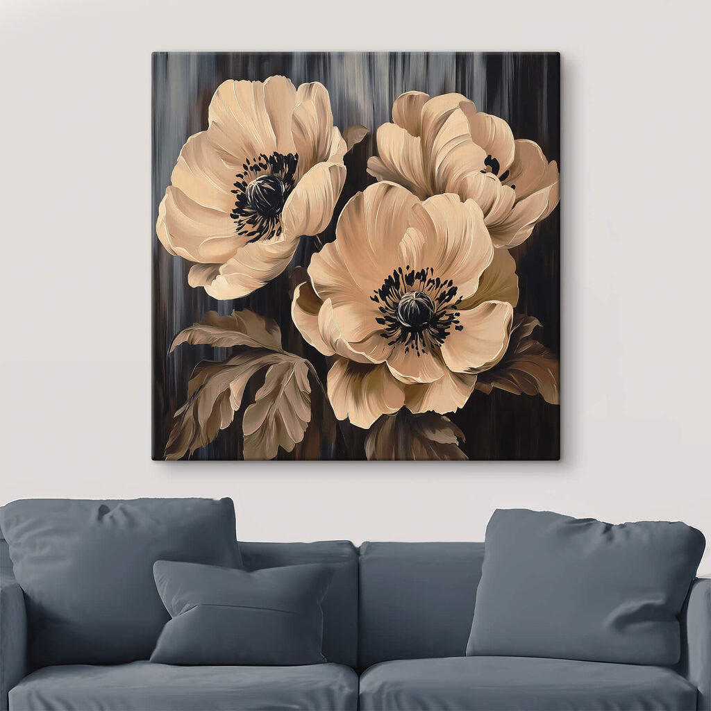 Painting of flowers on a black background Painting of flowers on a black background