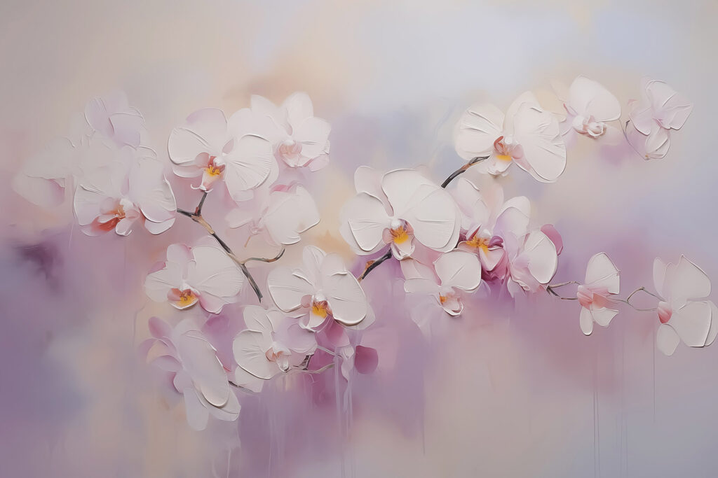 Painting of white flowers Painting of white flowers