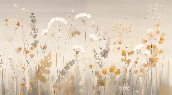 Wall murals Painting of flowers and leaves Wall murals Painting of flowers and leaves