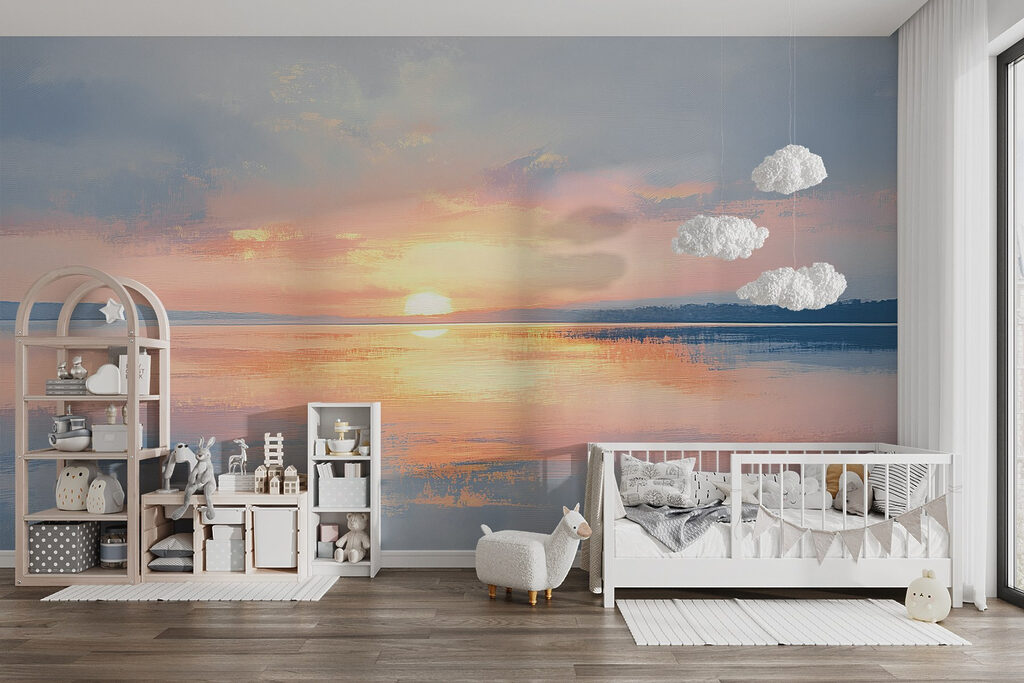 Sunset over a body of water