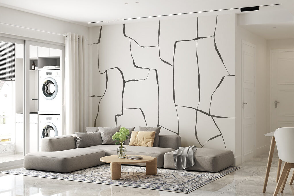 White surface with black lines