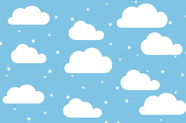 Modrá obloha s bielymi mrakmi a hviezdami Modrá obloha s bielymi mrakmi a hviezdami