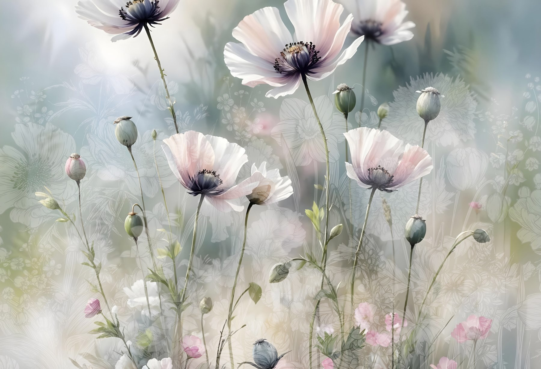 Delicate blooms in soft hues