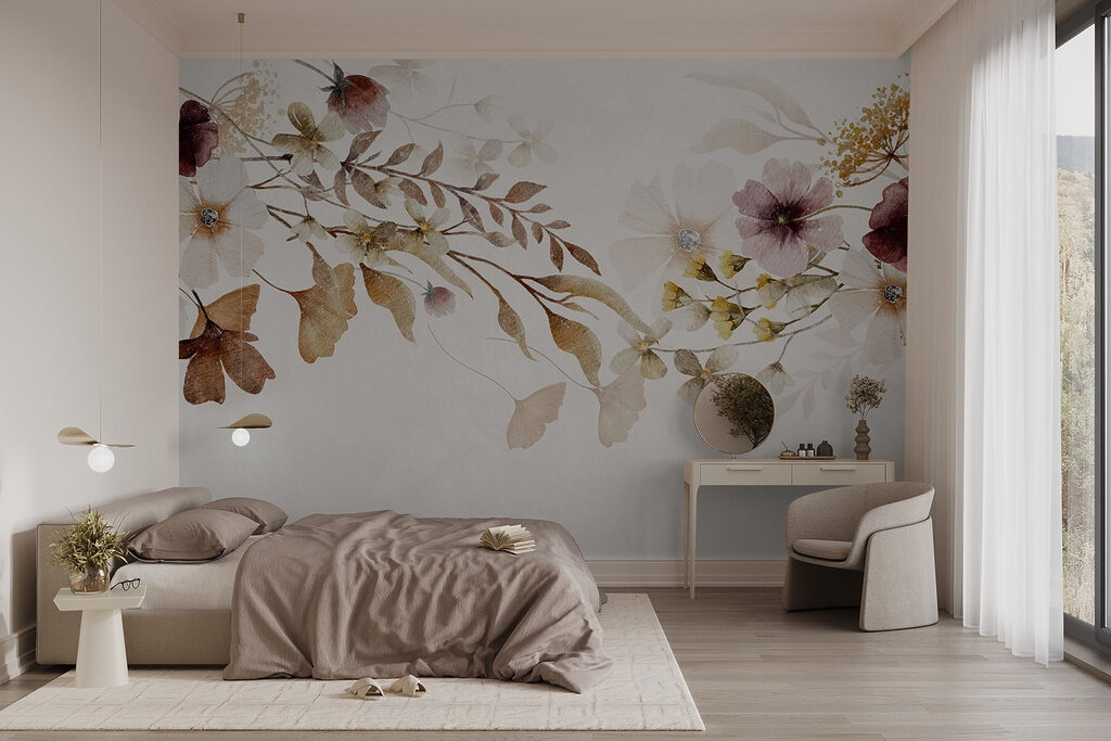 Painting of flowers and leaves