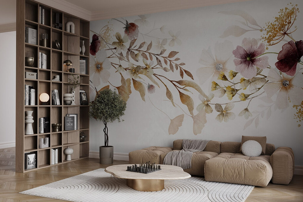 Painting of flowers and leaves