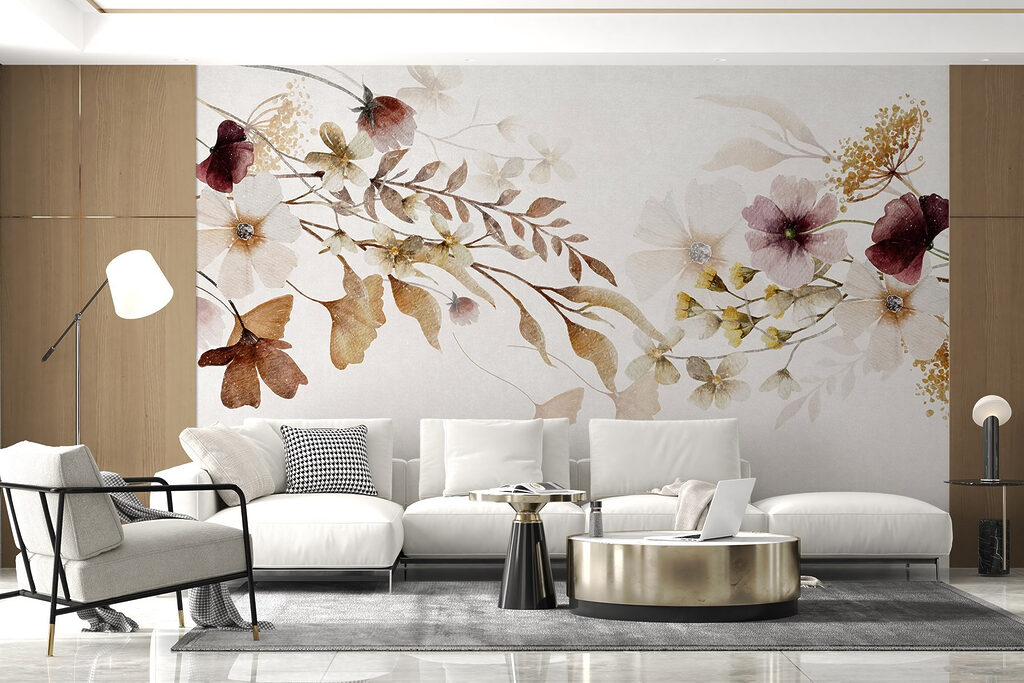 Painting of flowers and leaves