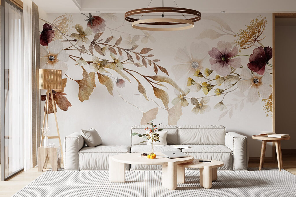 Painting of flowers and leaves