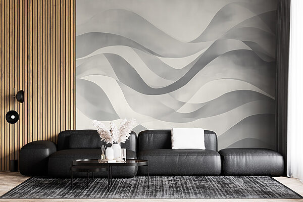 Grey and white background with wavy lines Grey and white background with wavy lines