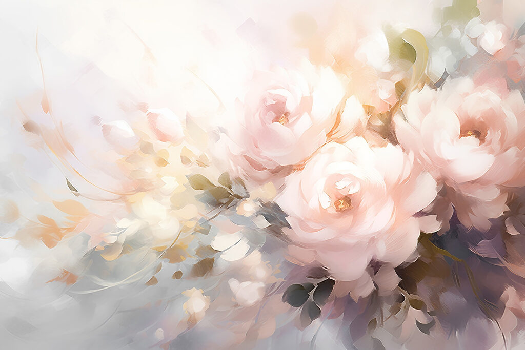 Painting of flowers on a white surface