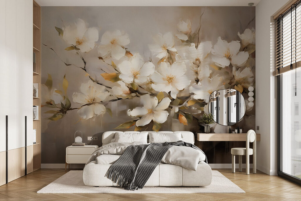 Painting of white flowers Painting of white flowers