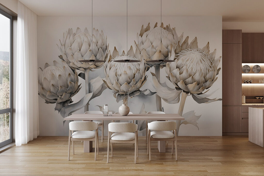 Group of artichokes with leaves