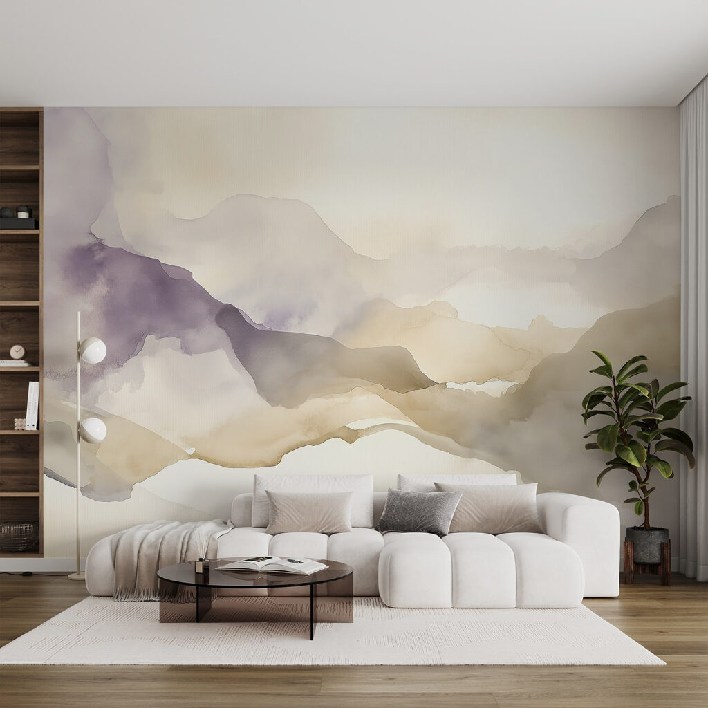 Watercolor painting of mountains