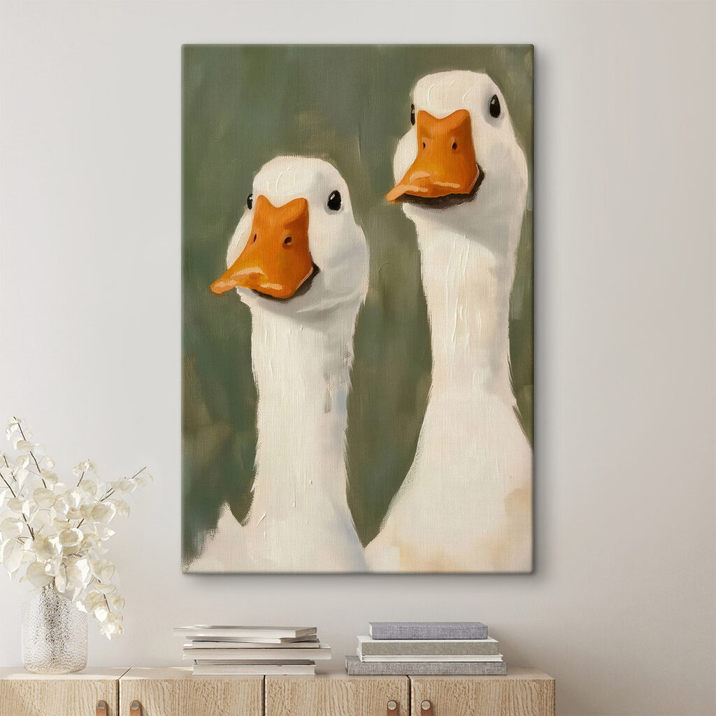 Painting of two white ducks