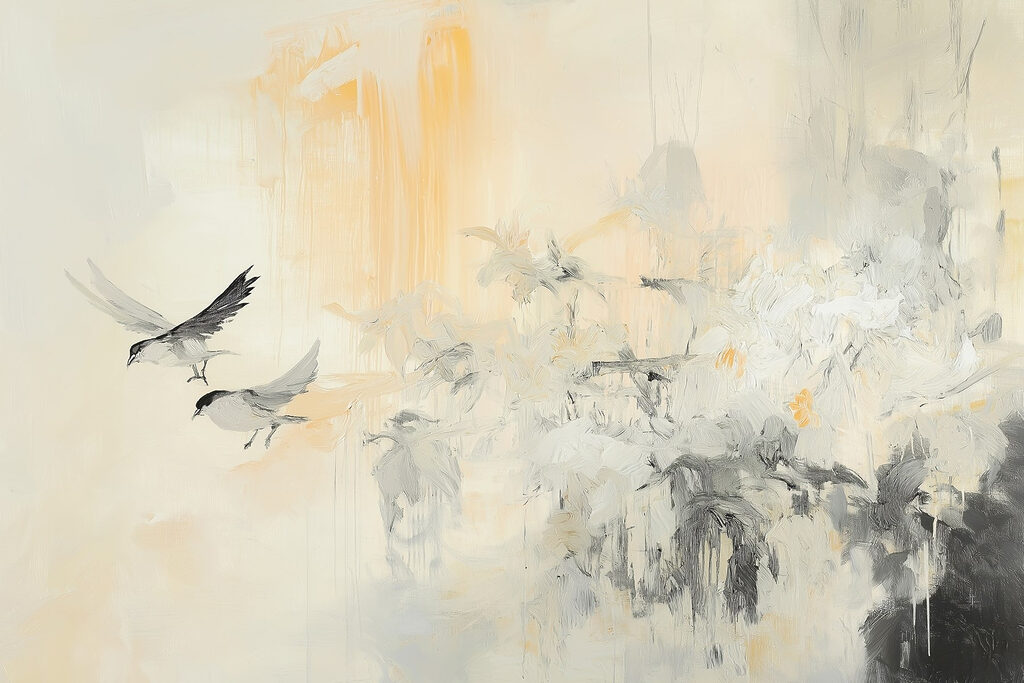 Painting of birds flying in the air Painting of birds flying in the air