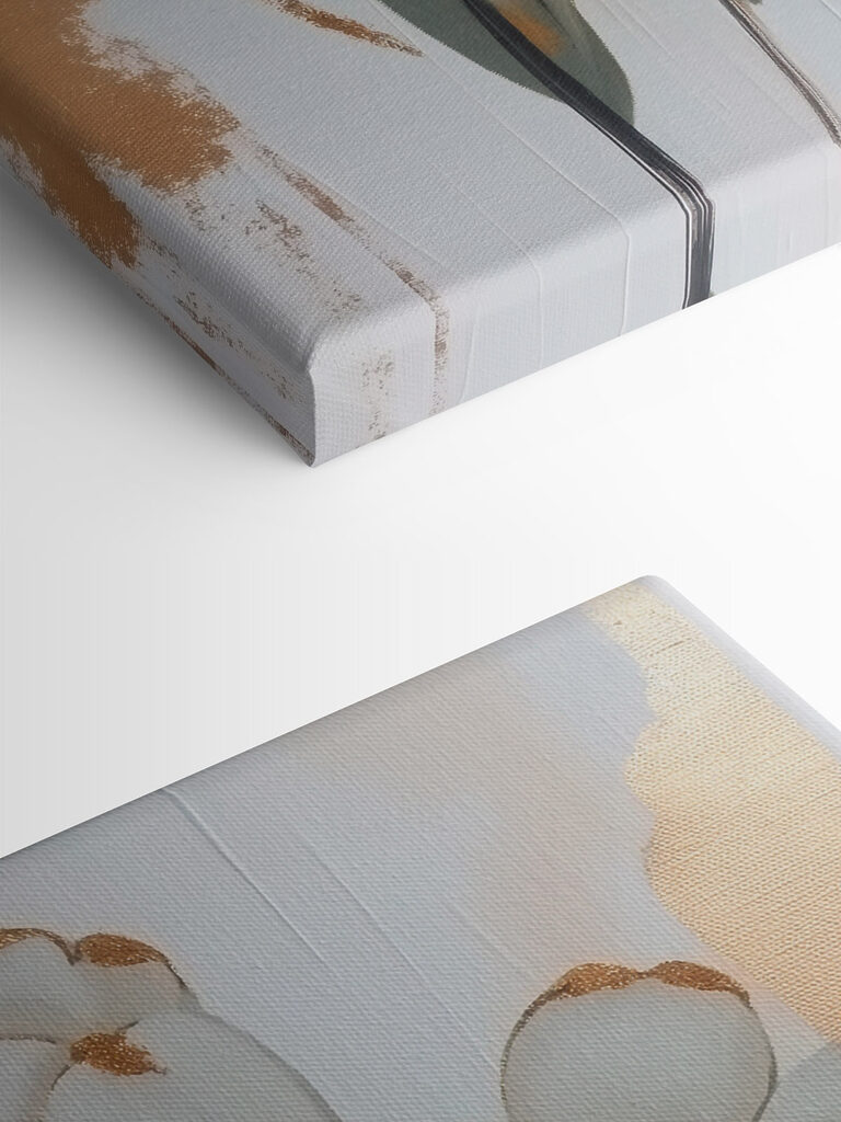 Painting of flowers on a white surface