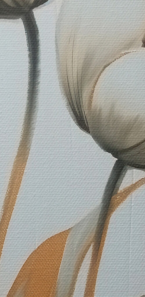 Painting of flowers on a white surface