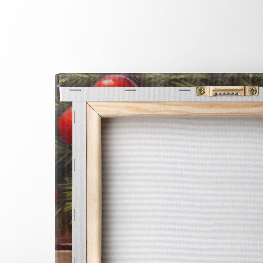 Painting of two red mugs with white patterns and cinnamon sticks and anise stars