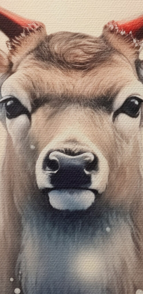 Deer with antlers in a snowy forest