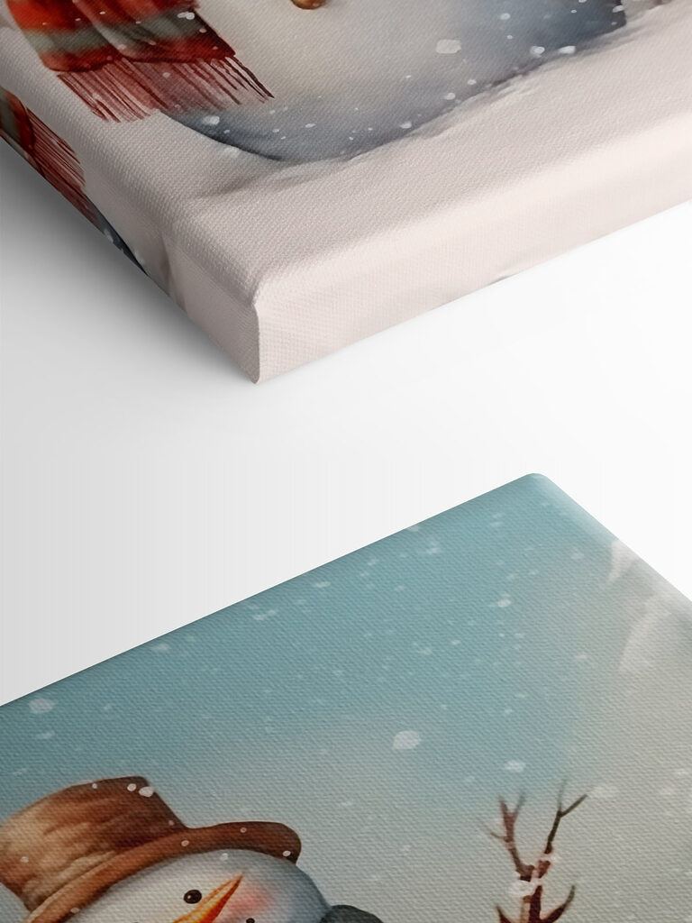 Group of snowmen in a snowy landscape