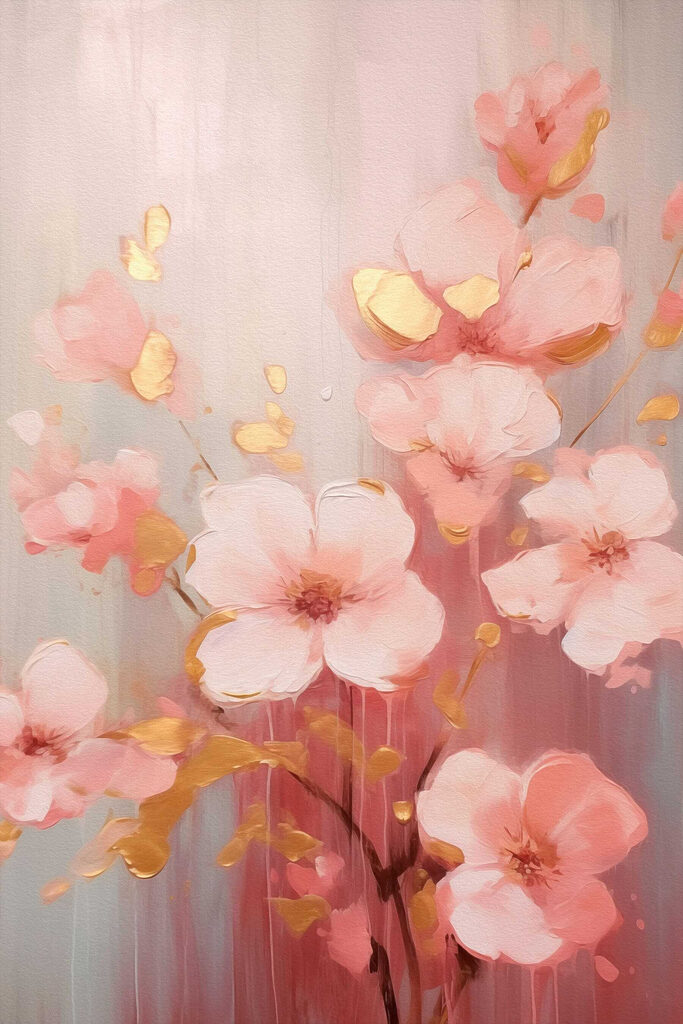 Painting of pink flowers Painting of pink flowers