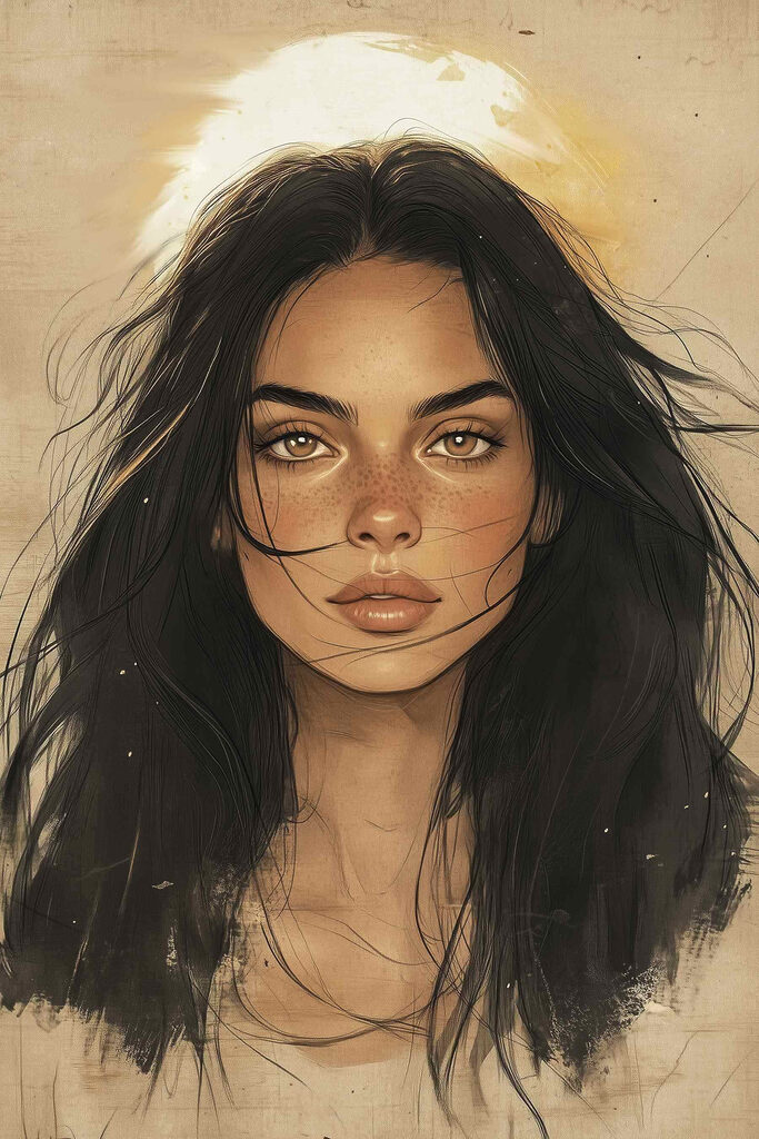 Woman with long black hair