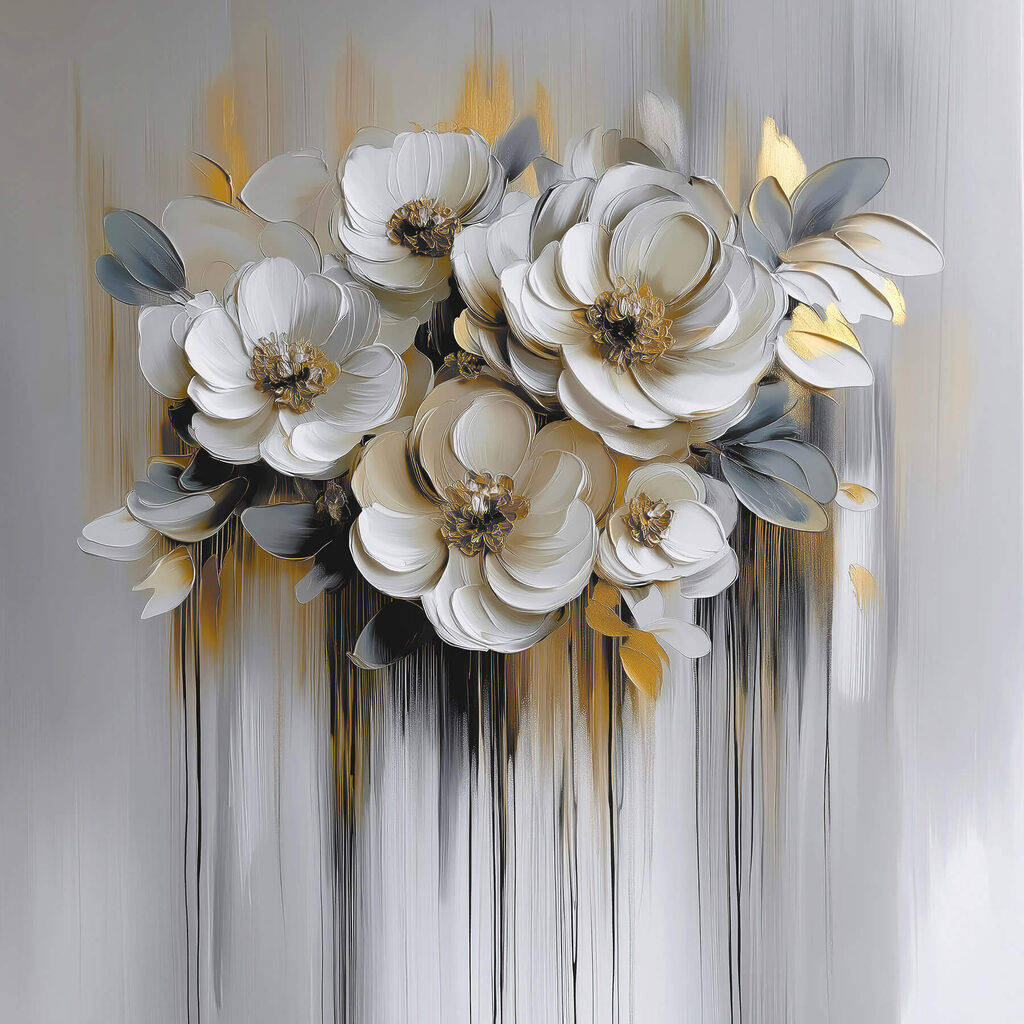 Painting of flowers on a white background