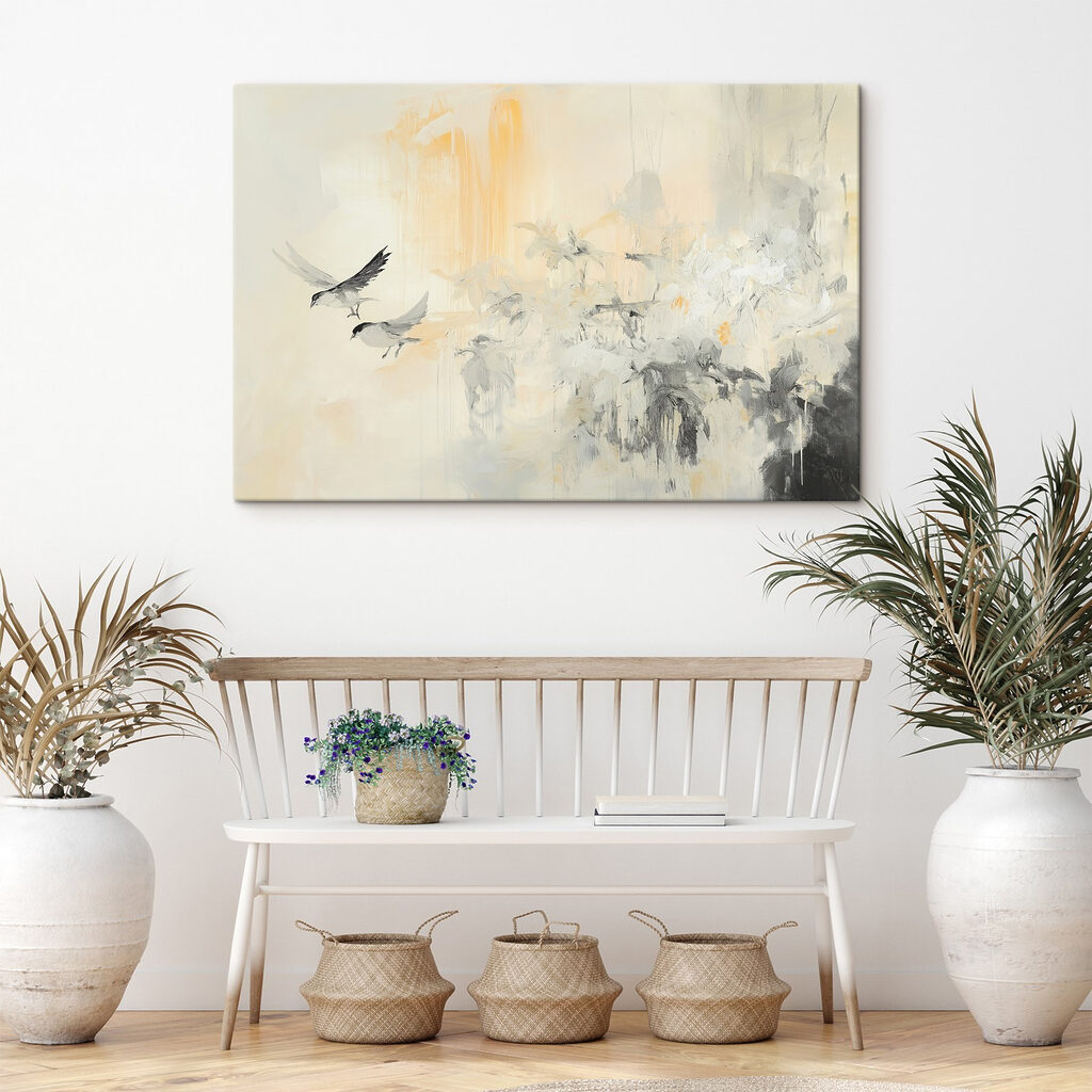 Painting of birds flying in the air Painting of birds flying in the air