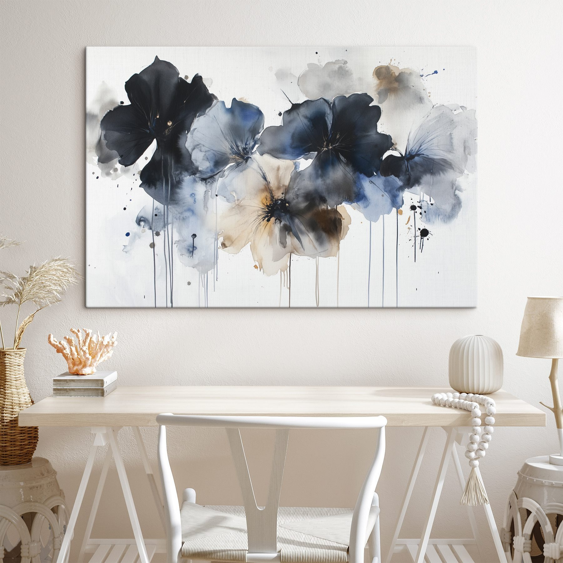 Painting of flowers on a white background Painting of flowers on a white background