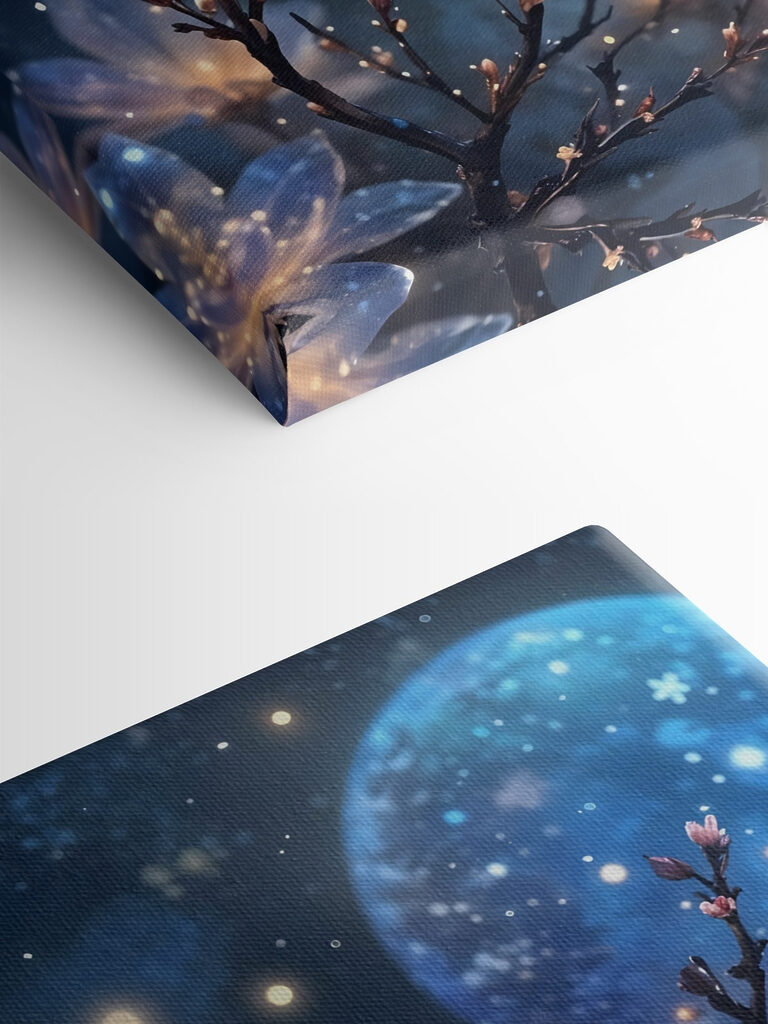 Group of flowers with glowing lights on them Group of flowers with glowing lights on them