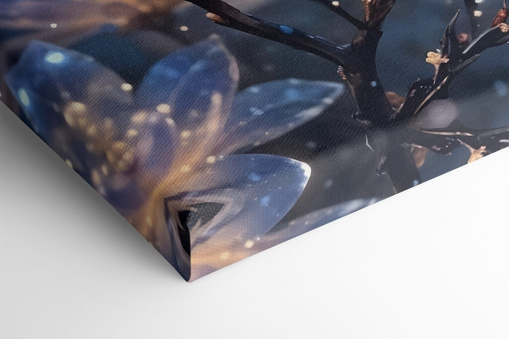 Group of flowers with glowing lights on them Group of flowers with glowing lights on them